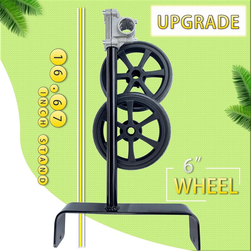 JOOPSAM 19.48" Adjustable Height String Trimmer Support Wheel with 26mm Handle Clamp, 6" Wheels Walk Behind String Trimmer Auxiliary Attachment for Easy Push Weed Trimmer Grass Cutter - Image 3